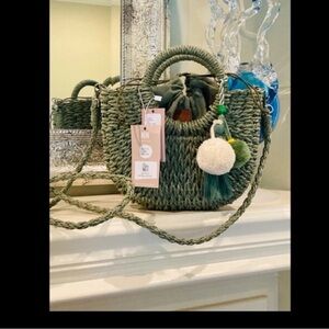 🍀WAS $65:Straw Crossbody With Top Handle By “Most Wanted USA”